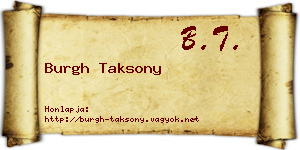 Burgh Taksony névjegykártya